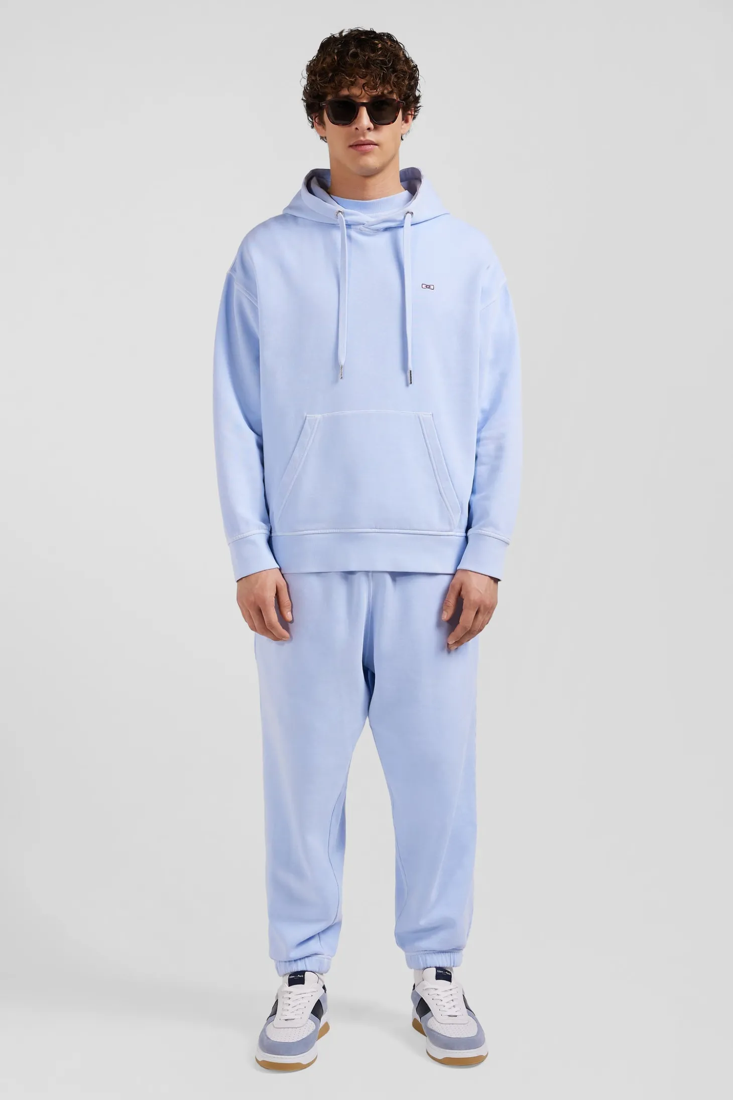 Sweatshirt à capuche unisexe en molleton coton ciel surteint coupe Oversized