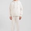 Sweatshirt à capuche unisexe en molleton coton écru surteint coupe Oversized