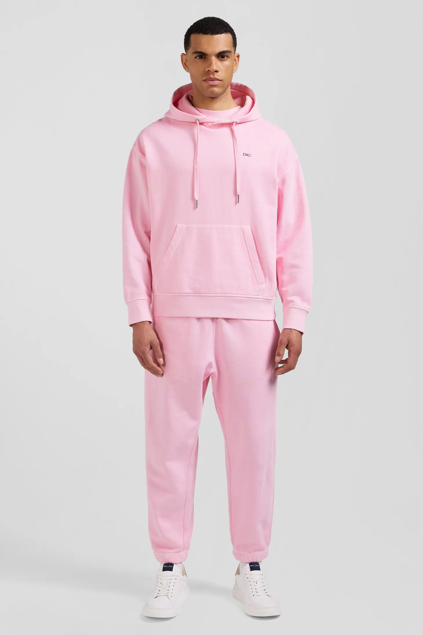 Sweatshirt à capuche unisexe en molleton coton rose surteint coupe Oversized