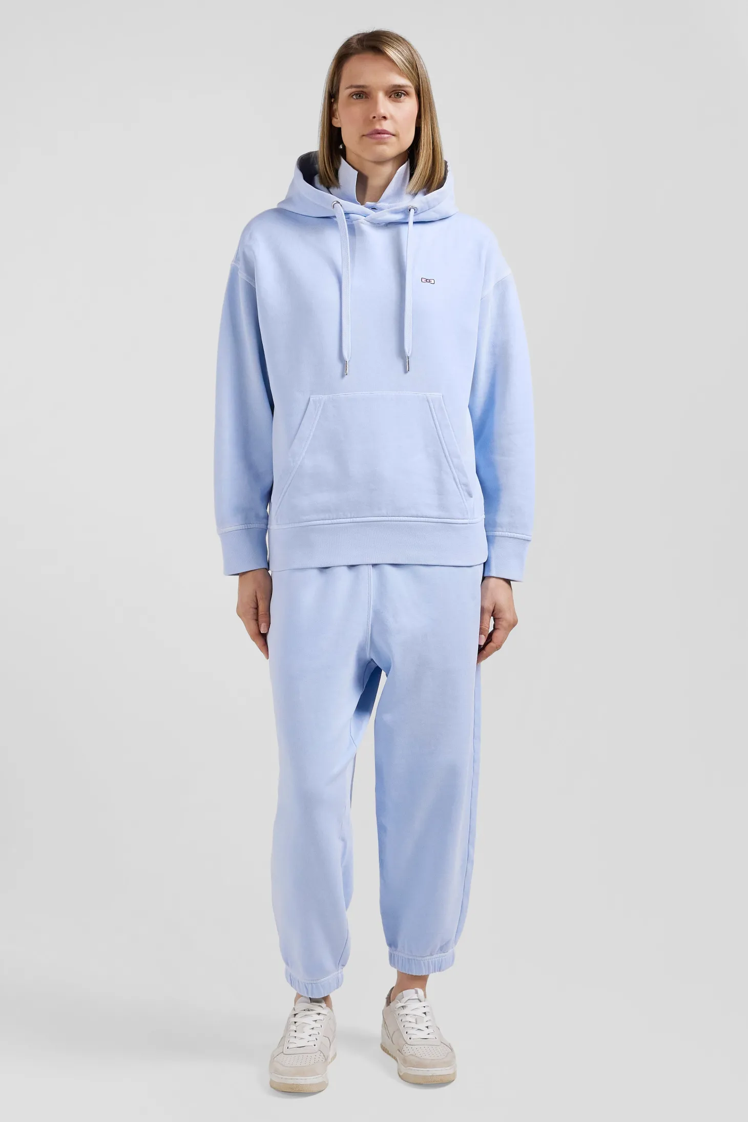 Sweatshirt à capuche unisexe en molleton coton ciel surteint coupe Oversized