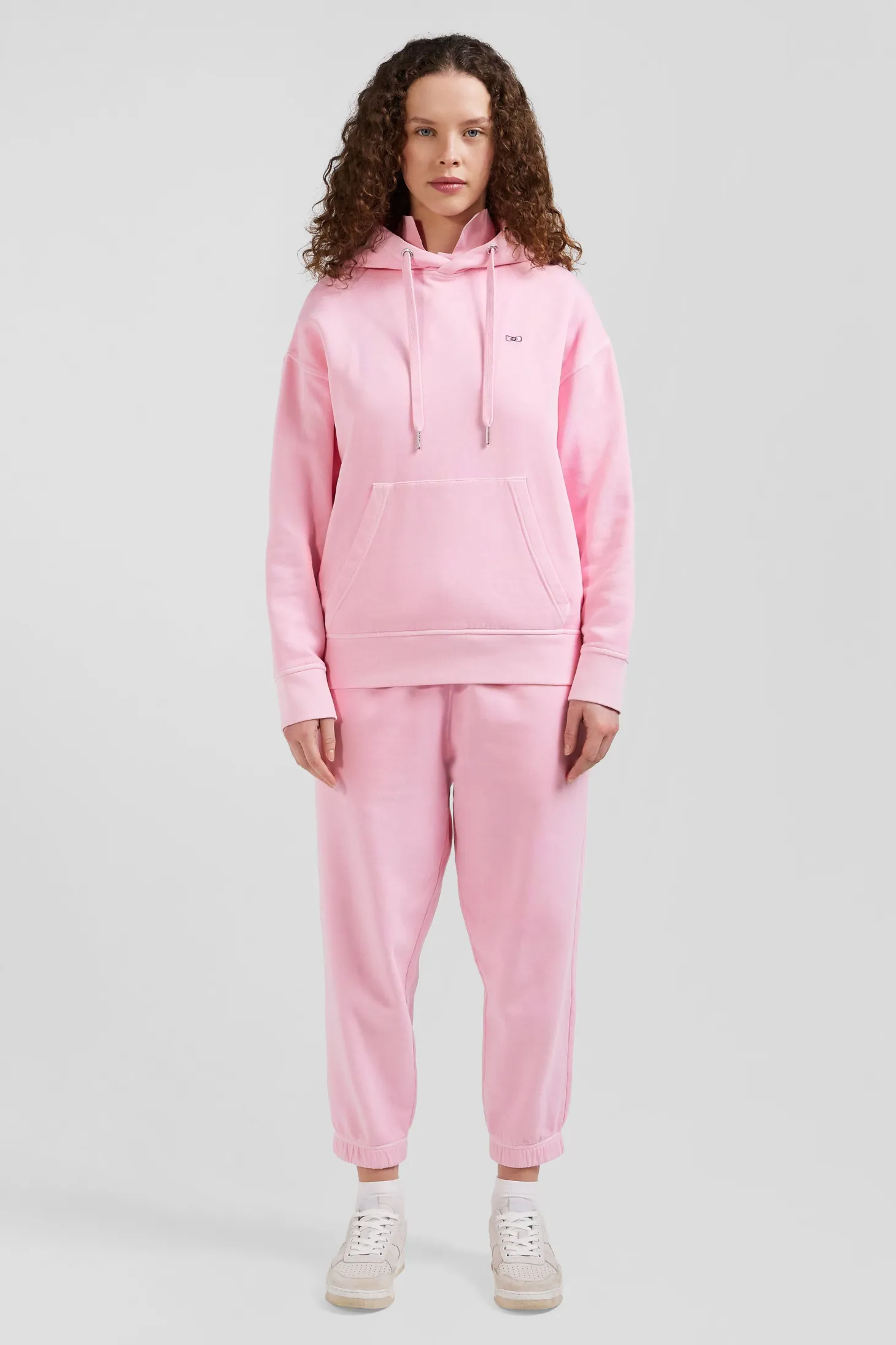 Sweatshirt à capuche unisexe en molleton coton rose surteint coupe Oversized
