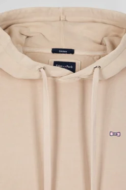 Sweatshirt à capuche unisexe en molleton coton beige surteint coupe Oversized