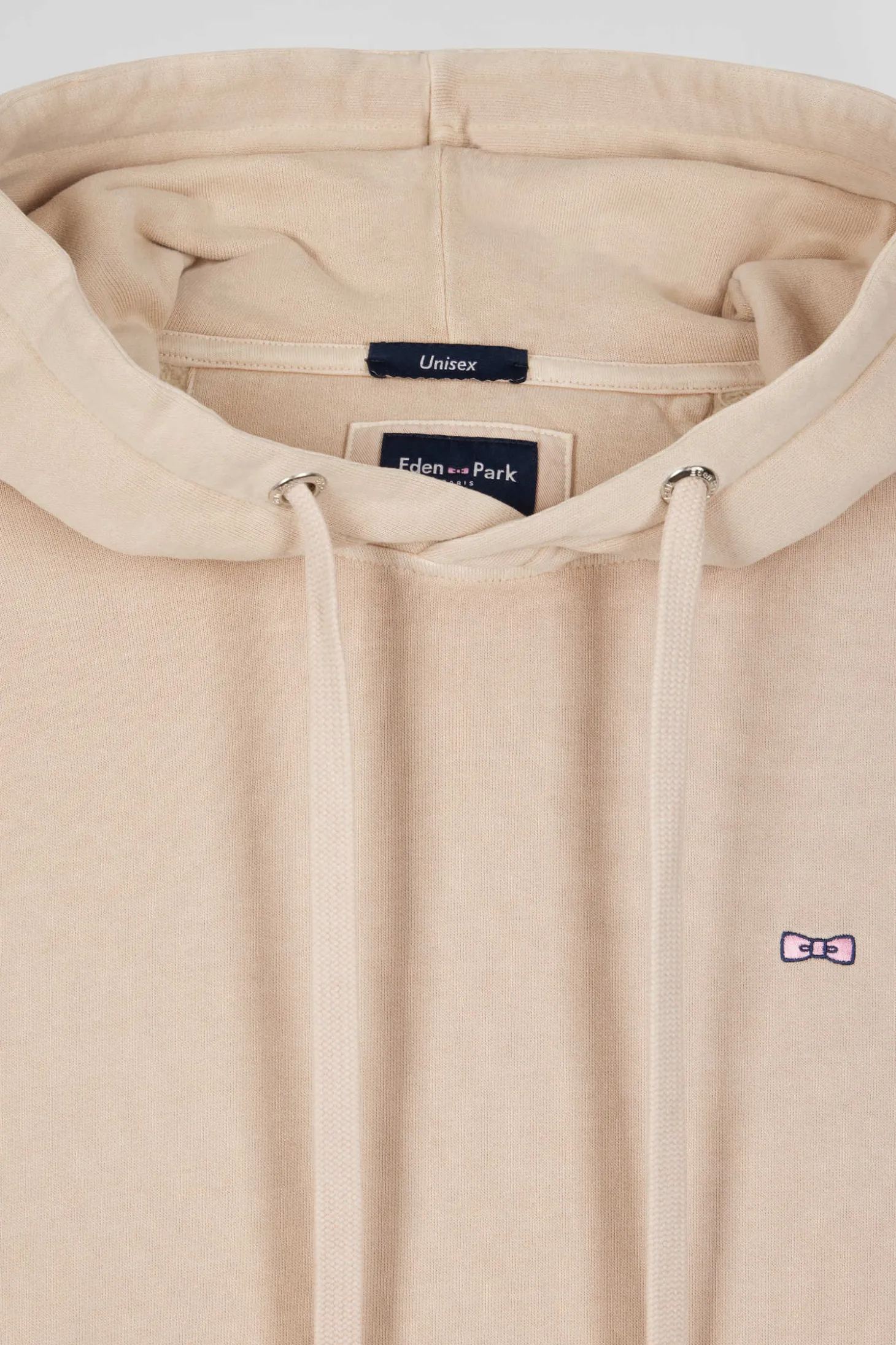 Sweatshirt à capuche unisexe en molleton coton beige surteint coupe Oversized