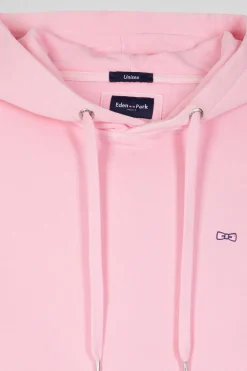 Sweatshirt à capuche unisexe en molleton coton rose surteint coupe Oversized