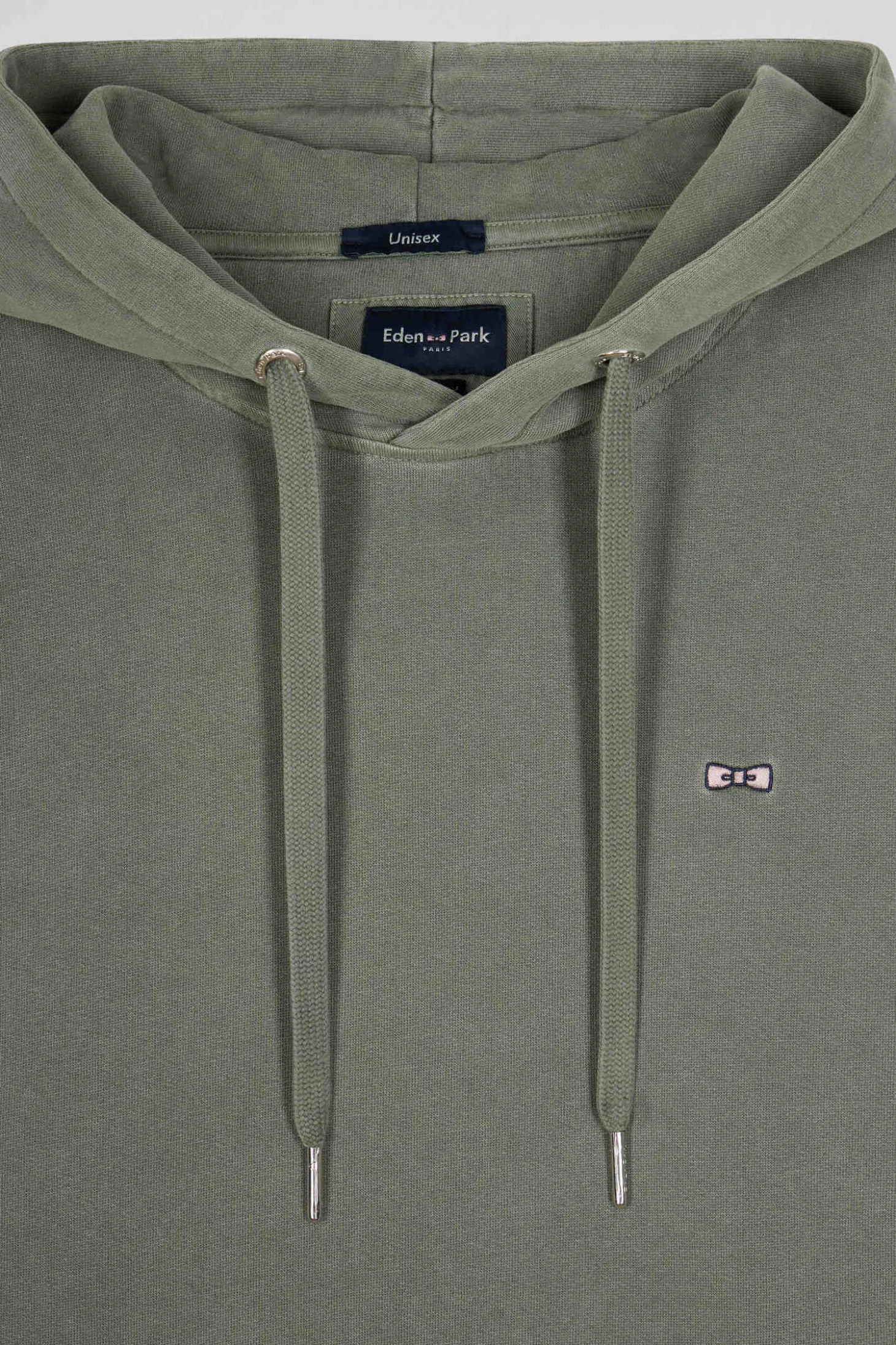 Sweatshirt à capuche unisexe en molleton coton kaki surteint coupe Oversized