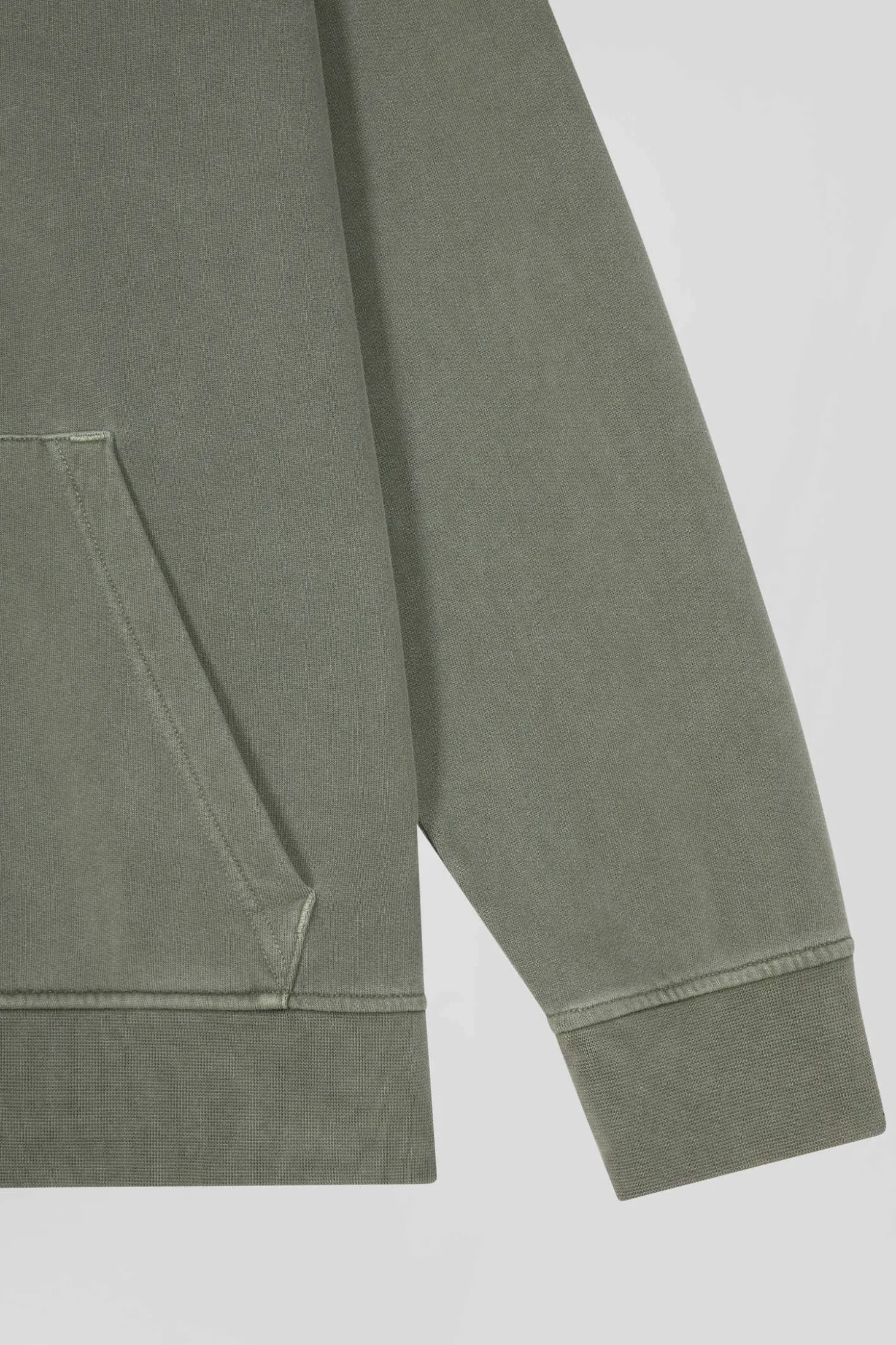 Sweatshirt à capuche unisexe en molleton coton kaki surteint coupe Oversized