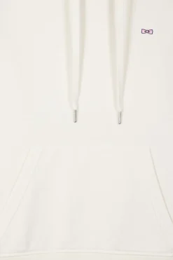 Sweatshirt à capuche unisexe en molleton coton écru surteint coupe Oversized