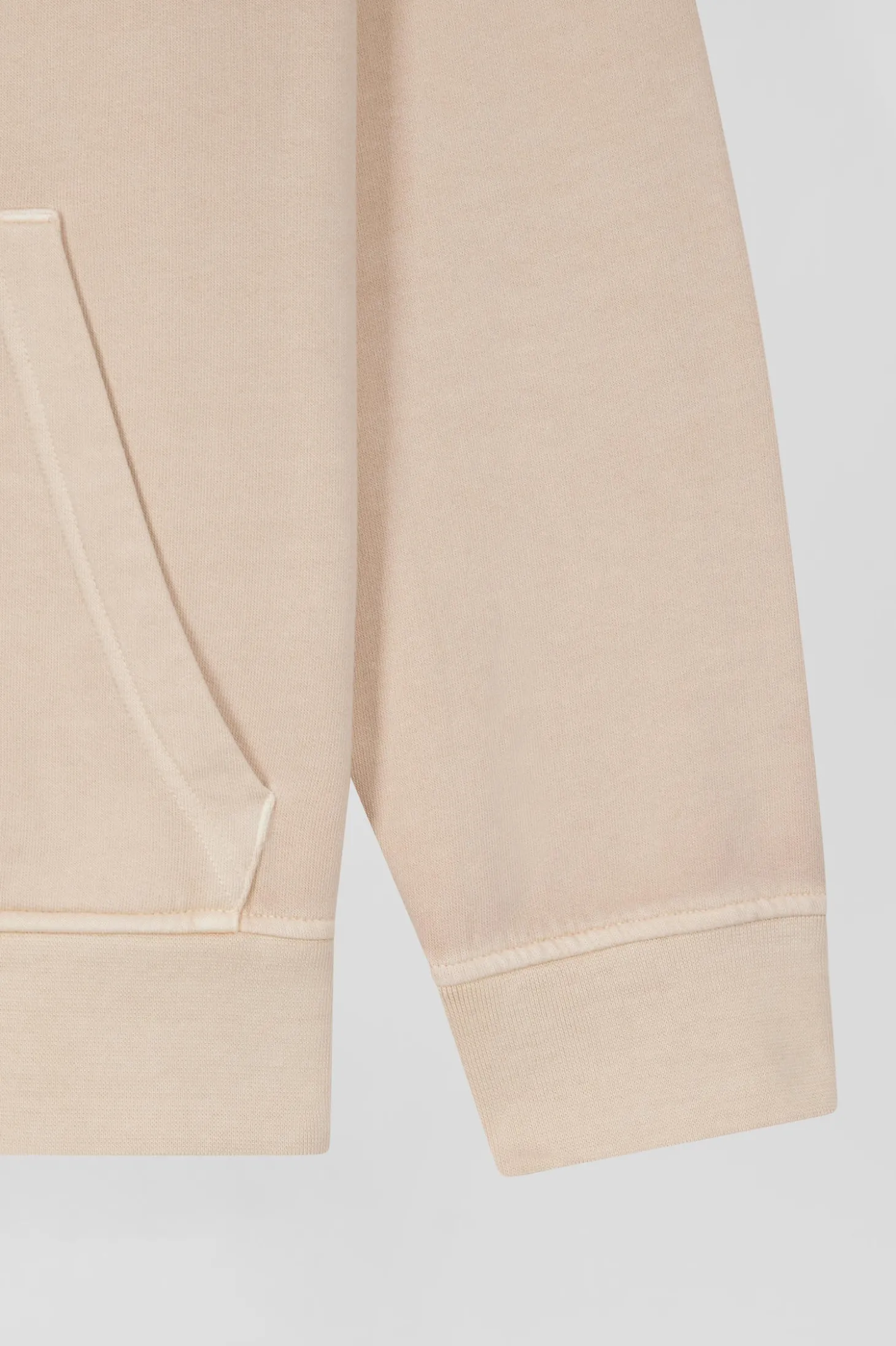 Sweatshirt à capuche unisexe en molleton coton beige surteint coupe Oversized