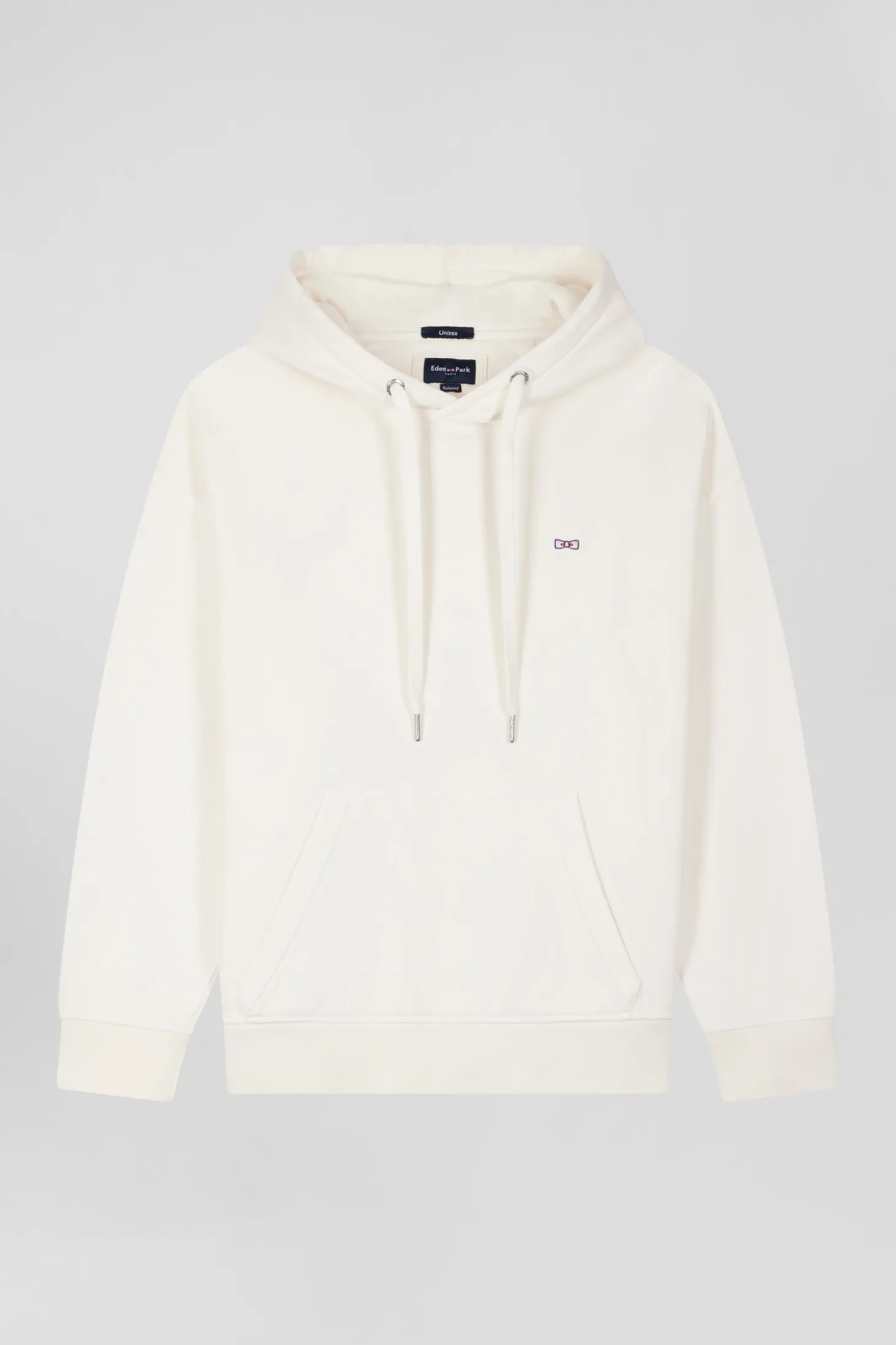 Sweatshirt à capuche unisexe en molleton coton écru surteint coupe Oversized