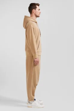 Sweatshirt à capuche unisexe en molleton coton marron surteint coupe Oversized