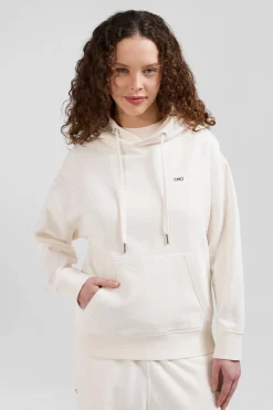 Sweatshirt à capuche unisexe en molleton coton écru surteint coupe Oversized