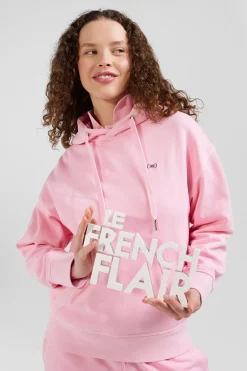 Sweatshirt à capuche unisexe en molleton coton rose surteint coupe Oversized