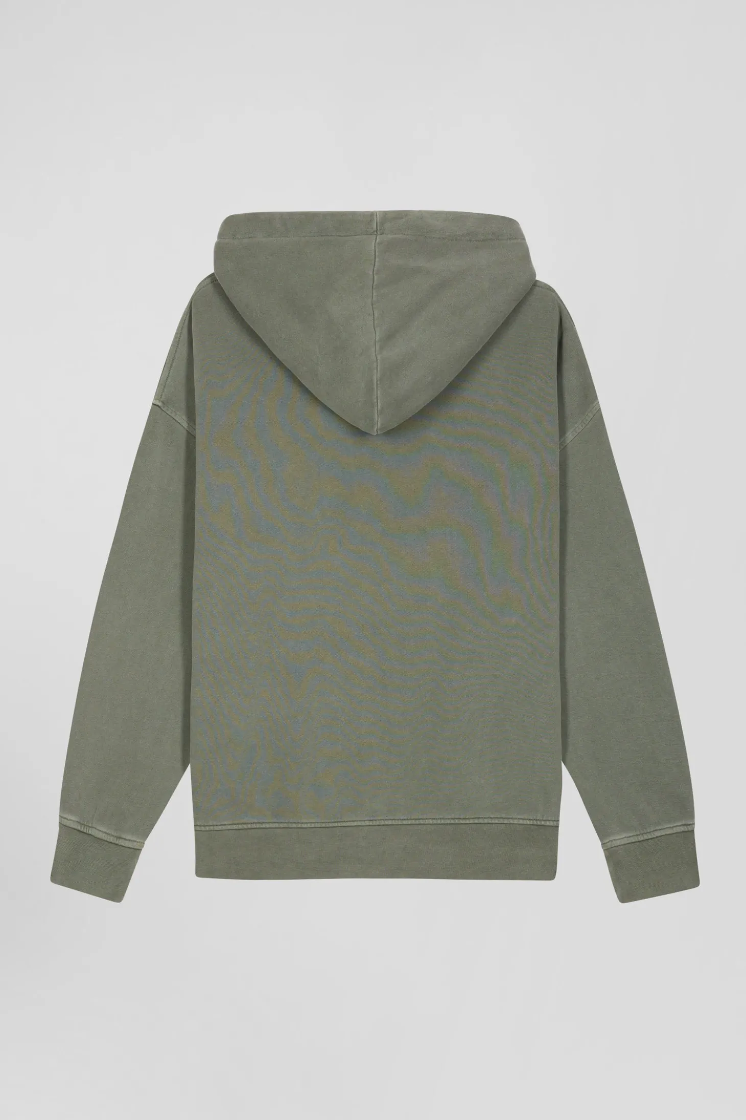 Sweatshirt à capuche unisexe en molleton coton kaki surteint coupe Oversized