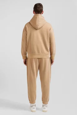 Sweatshirt à capuche unisexe en molleton coton marron surteint coupe Oversized
