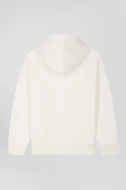 Sweatshirt à capuche unisexe en molleton coton écru surteint coupe Oversized