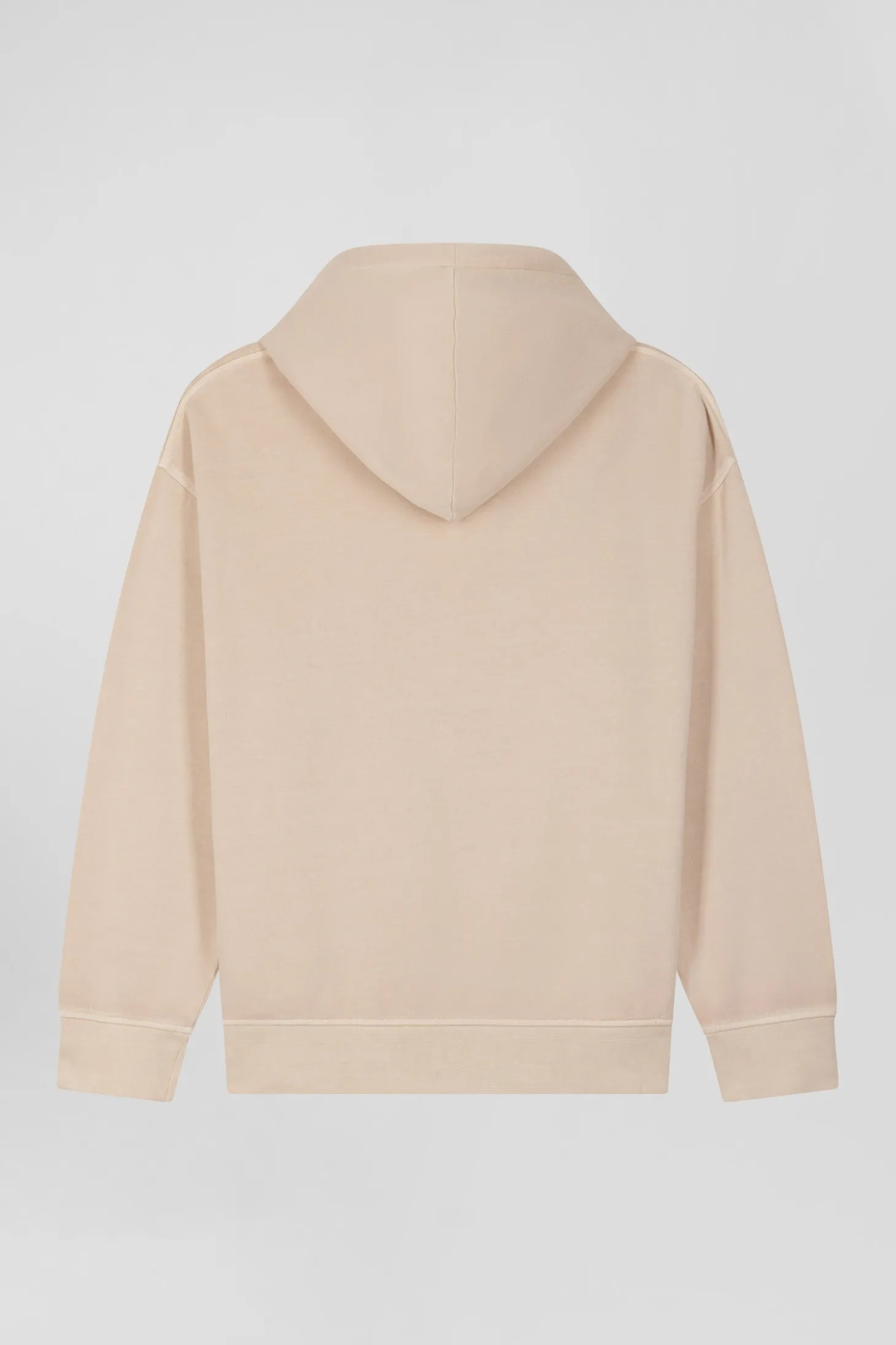 Sweatshirt à capuche unisexe en molleton coton beige surteint coupe Oversized