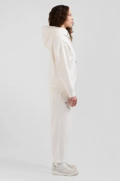 Sweatshirt à capuche unisexe en molleton coton écru surteint coupe Oversized