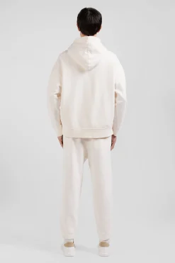 Sweatshirt à capuche unisexe en molleton coton écru surteint coupe Oversized