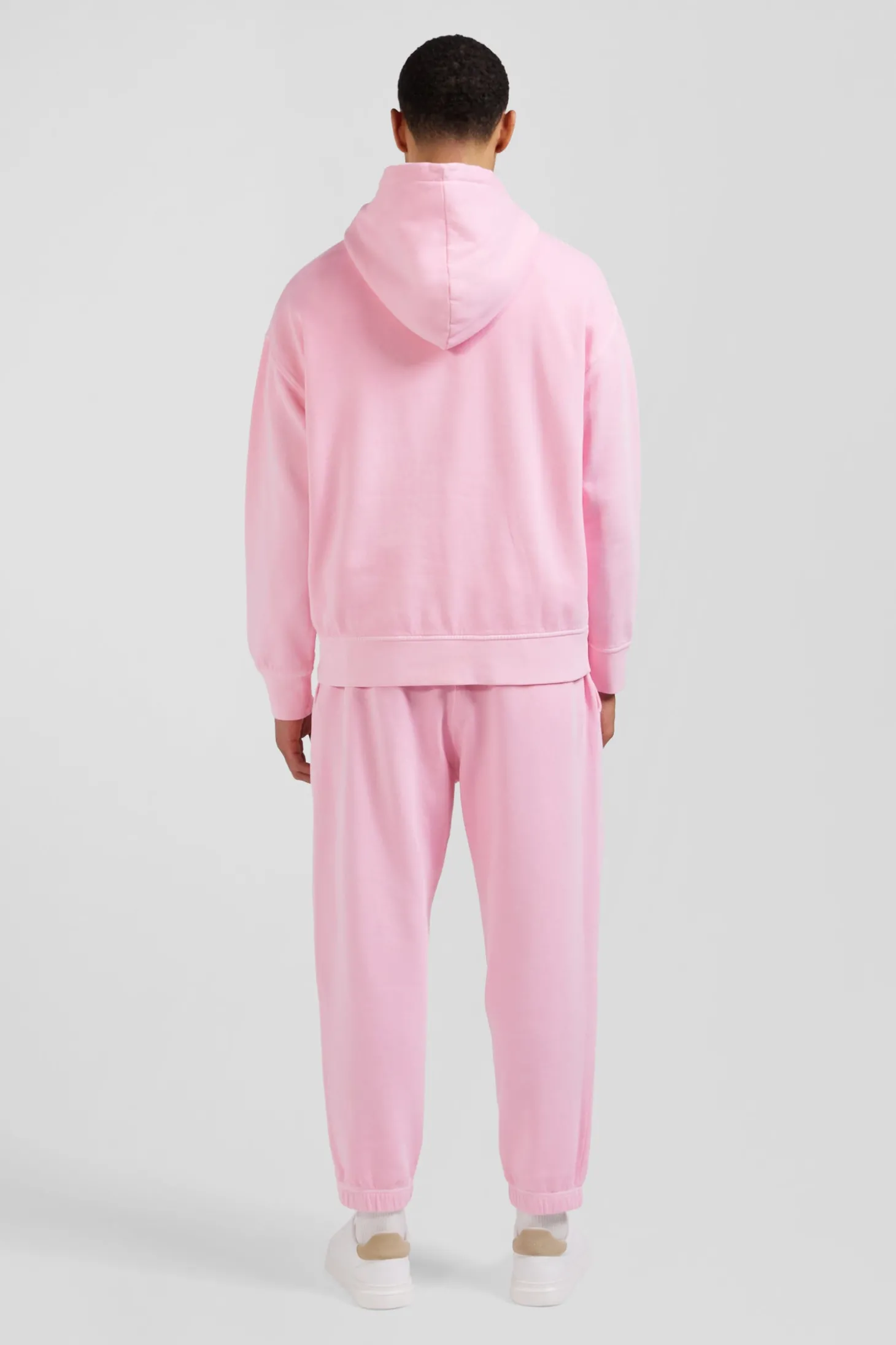 Sweatshirt à capuche unisexe en molleton coton rose surteint coupe Oversized
