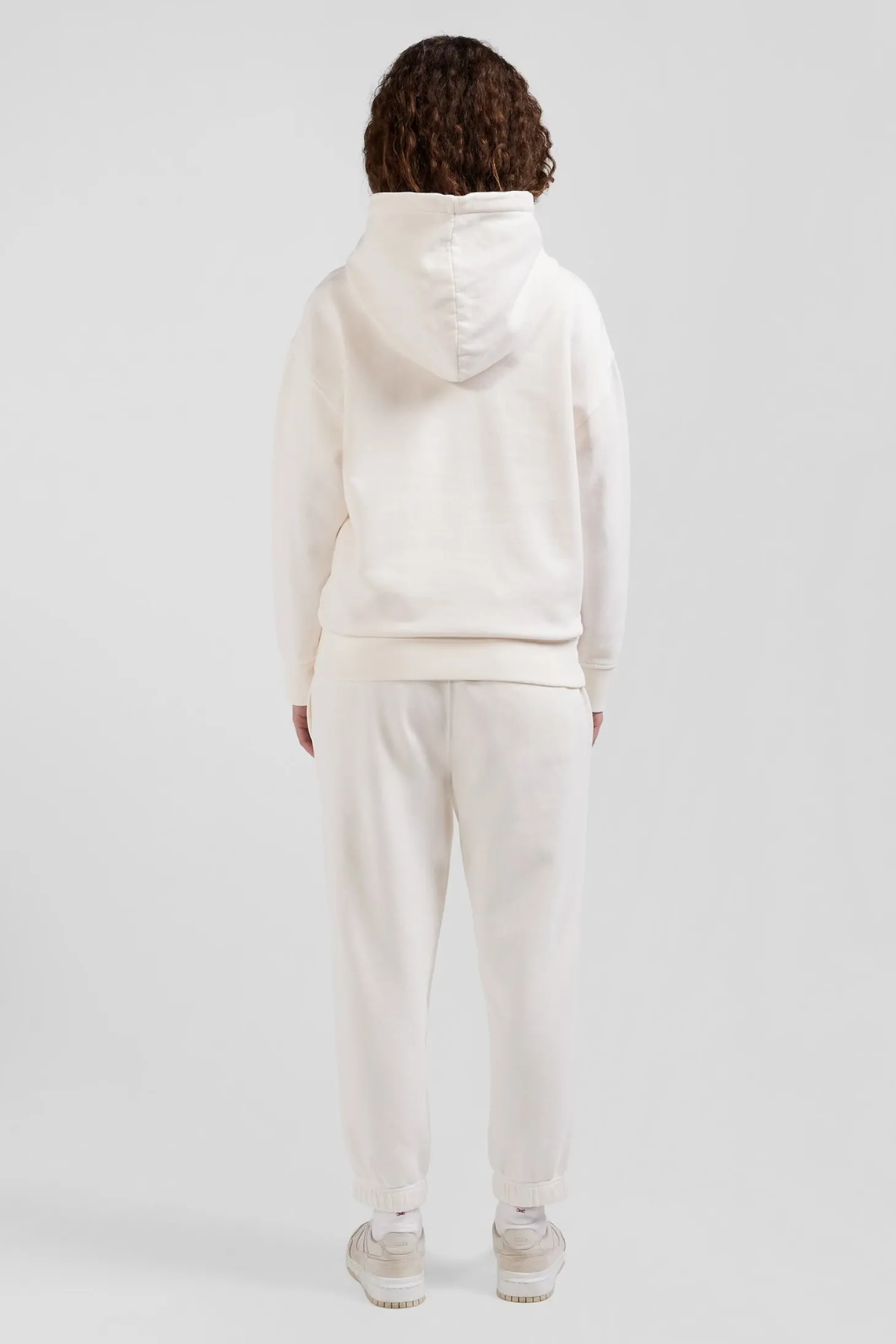 Sweatshirt à capuche unisexe en molleton coton écru surteint coupe Oversized