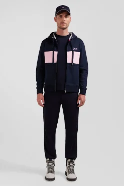Sweatshirt à capuche zippé en coton rose coupe Regular
