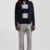 Sweatshirt à capuche zippé XV de France en coton mélangé bleu marine coupe Regular