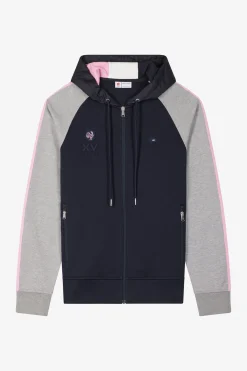 Sweatshirt à capuche zippé XV de France en coton mélangé gris coupe Regular