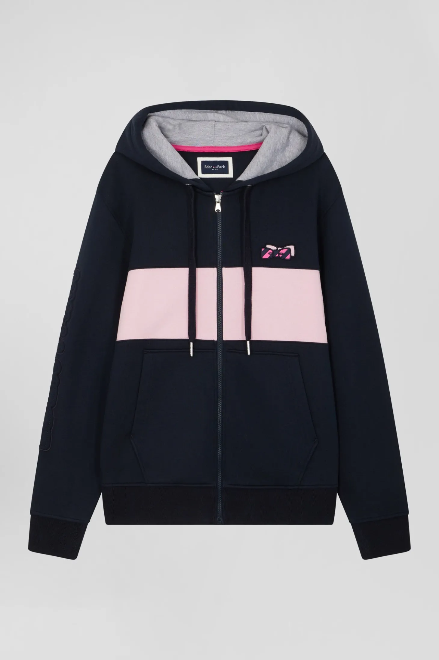 Sweatshirt à capuche zippé en coton rose coupe Regular