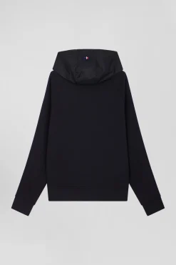 Sweatshirt à capuche zippé XV de France en coton mélangé bleu marine coupe Regular