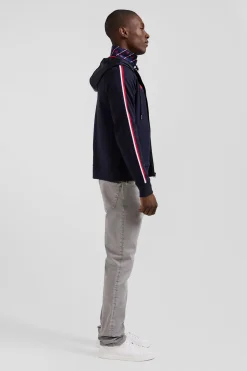 Sweatshirt à capuche zippé XV de France en coton mélangé bleu marine coupe Regular