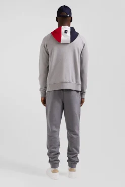 Sweatshirt à capuche zippé XV de France en coton mélangé et parmenture gris coupe Regular