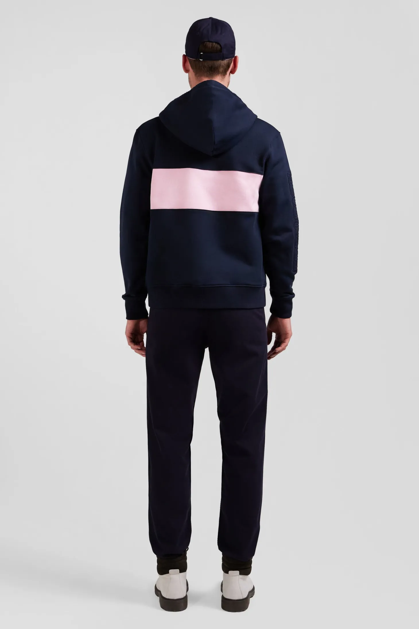 Sweatshirt à capuche zippé en coton rose coupe Regular