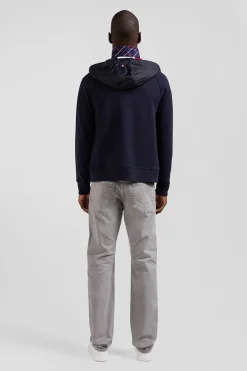 Sweatshirt à capuche zippé XV de France en coton mélangé bleu marine coupe Regular