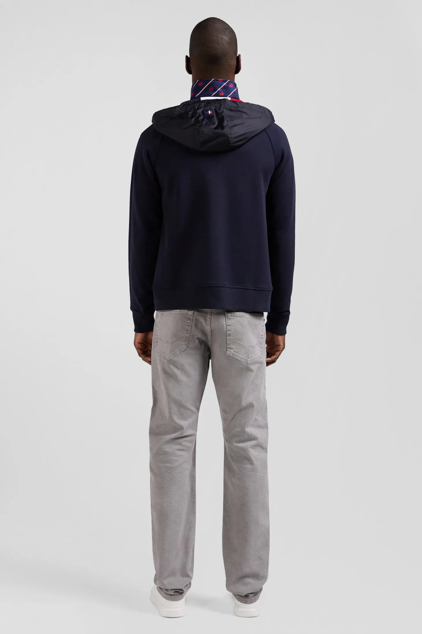 Sweatshirt à capuche zippé XV de France en coton mélangé bleu marine coupe Regular