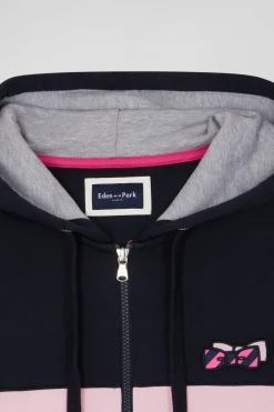 Sweatshirt à capuche zippé en coton rose coupe Regular