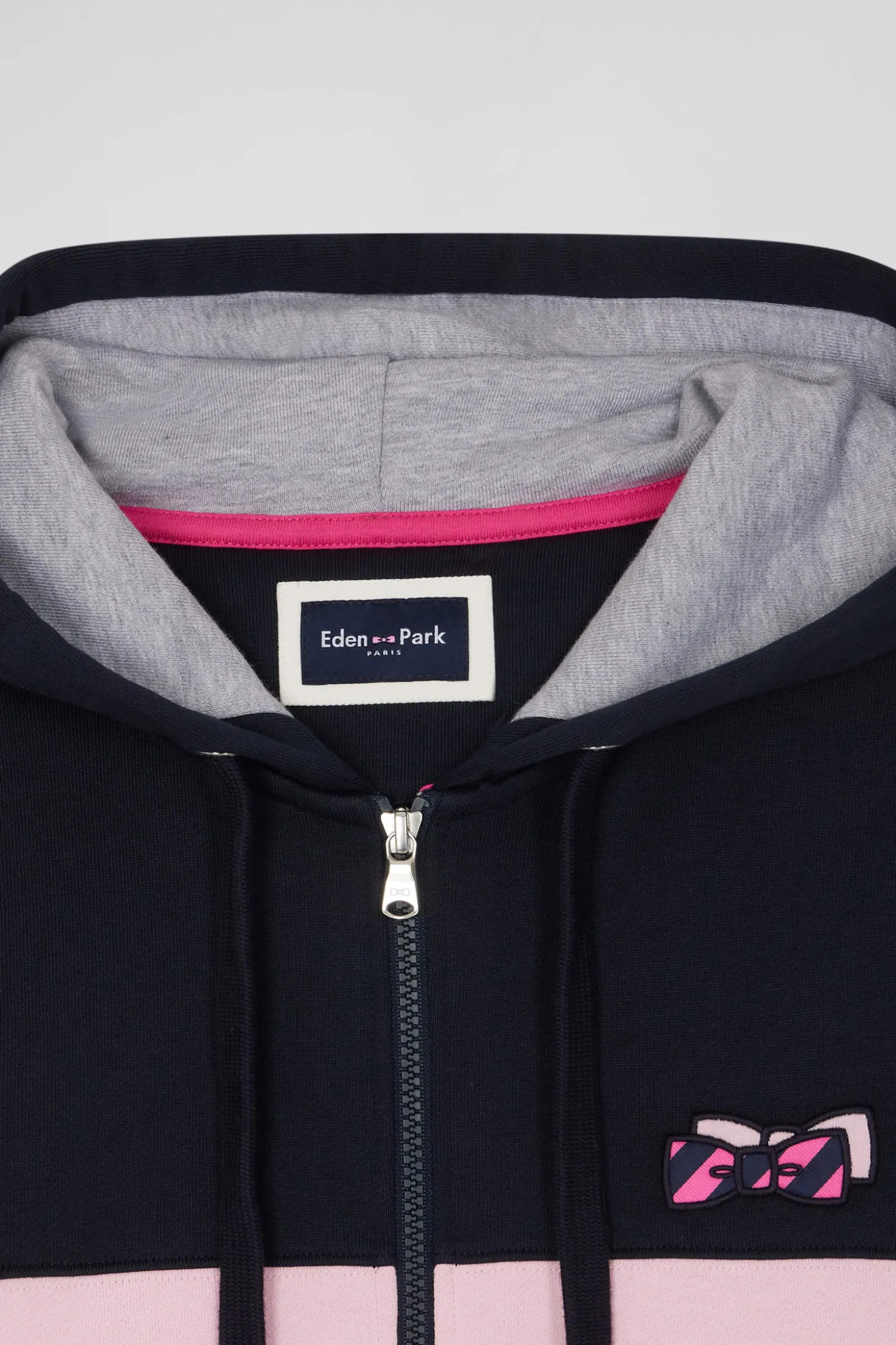 Sweatshirt à capuche zippé en coton rose coupe Regular