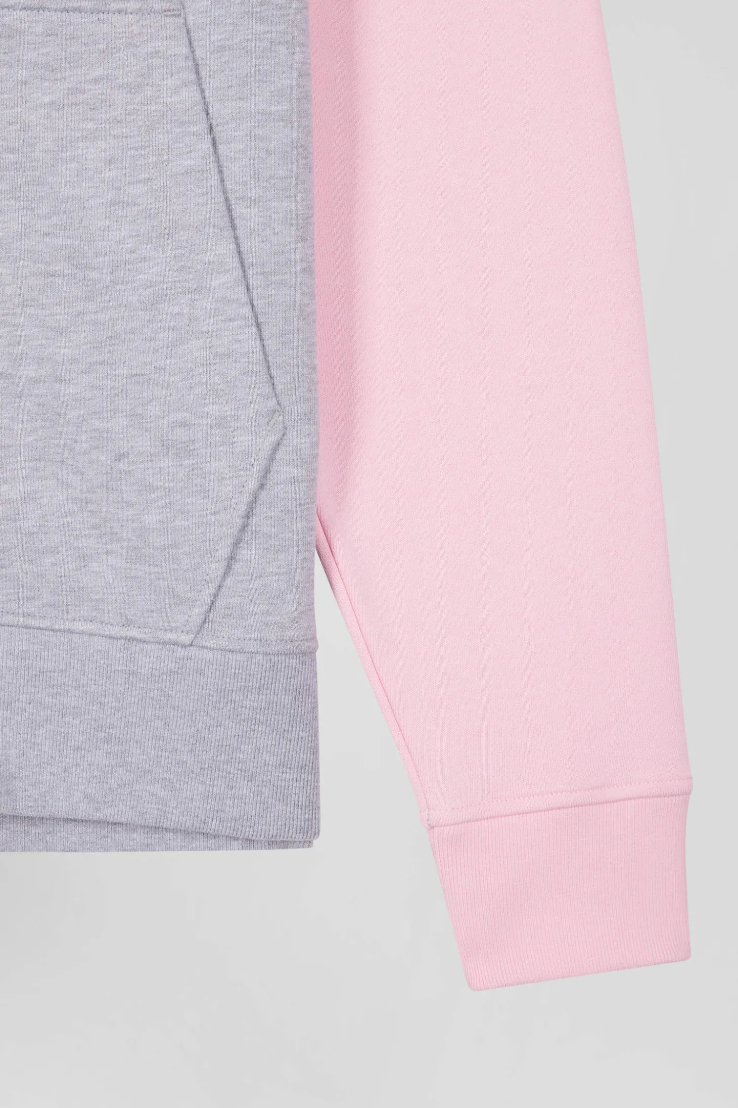 Sweatshirt à capuche zippé colorblock en coton rose coupe Regular