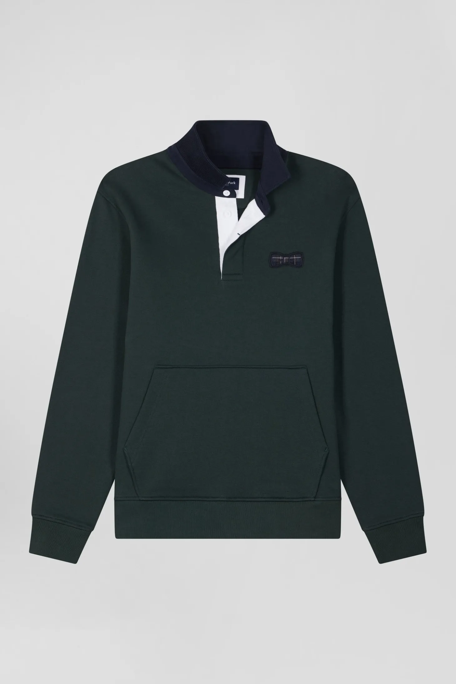 Sweatshirt col maillot en coton mélangé vert coupe Relaxed tissu carreaux