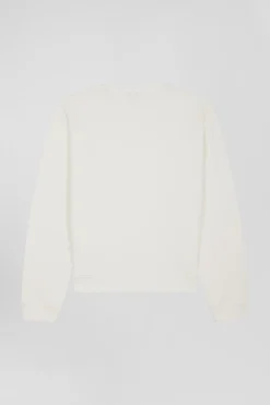 Sweatshirt col rond en coton écru coupe Oversized