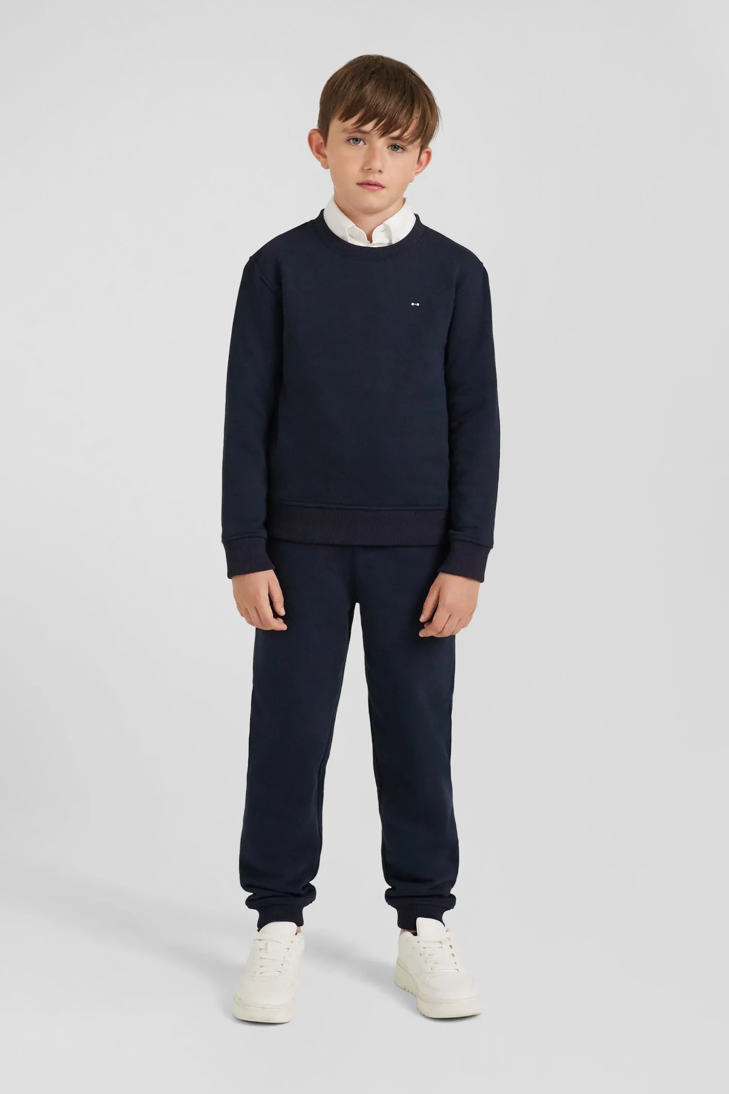 Sweatshirt en coton bleu marine à col rond coupe Regular