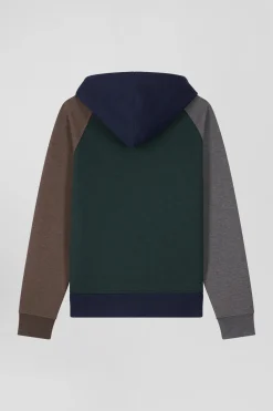 Sweatshirt en coton mélangé parmenture matelassée bleu marine coupe Regular