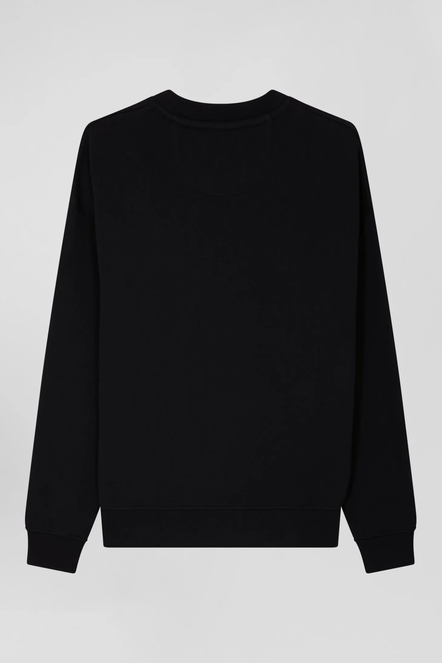 Sweatshirt en coton noir à impression velours floqué coupe Relaxed