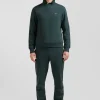 Sweatshirt en molleton coton uni vert coupe Regular