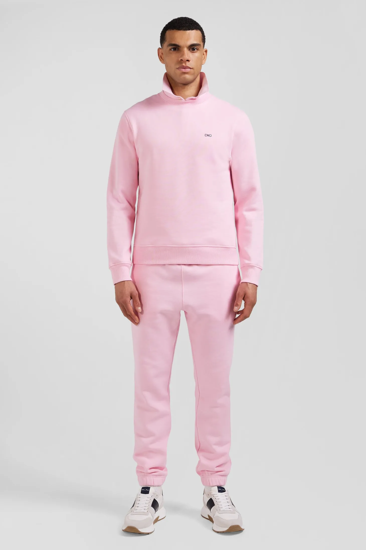 Sweatshirt en molleton coton uni rose coupe Regular