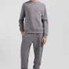 Sweatshirt en molleton coton uni gris coupe Regular