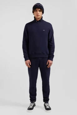 Sweatshirt en molleton coton uni bleu marine coupe Regular