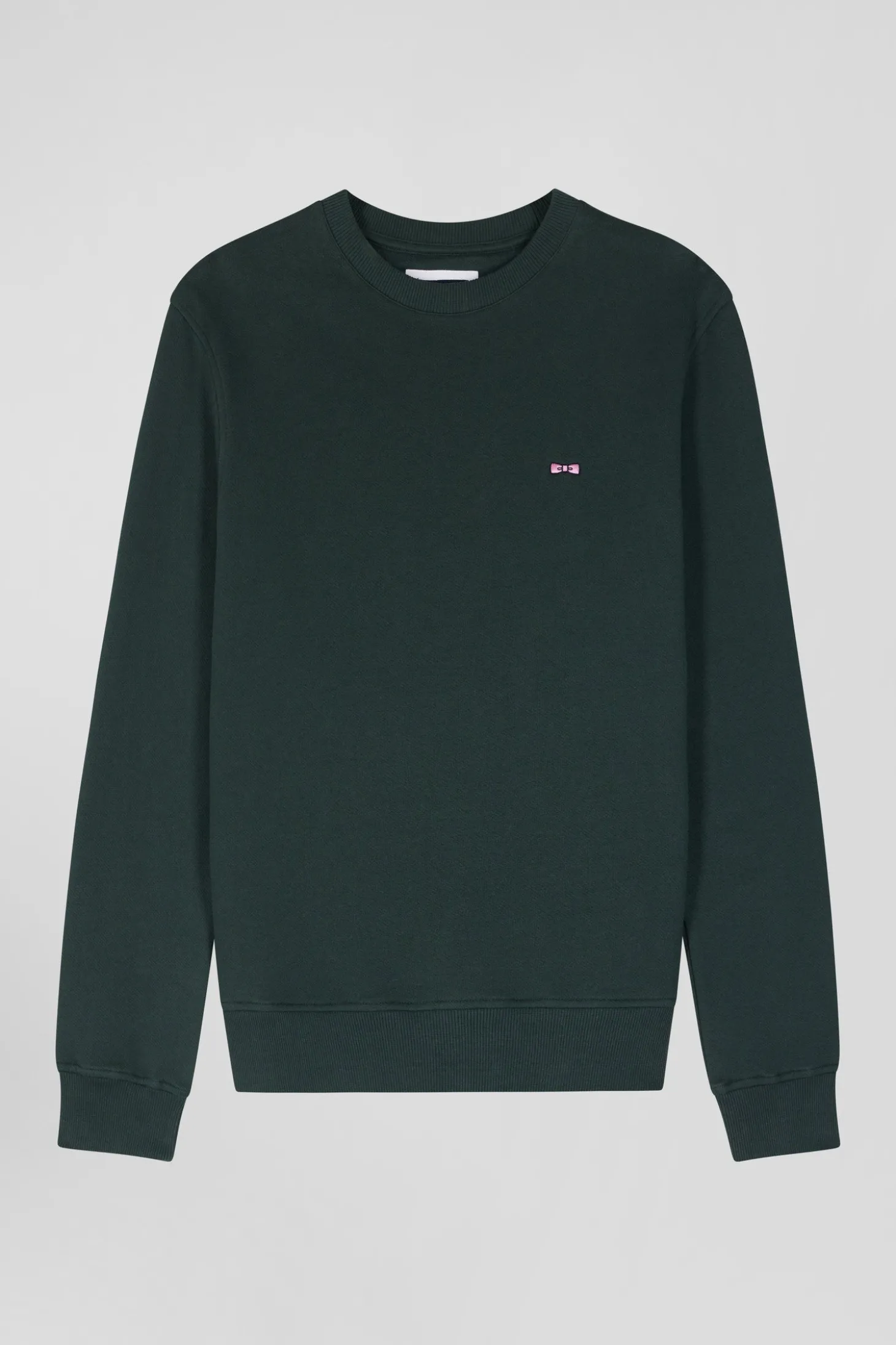 Sweatshirt en molleton coton uni vert coupe Regular