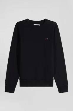 Sweatshirt en molleton coton uni noir coupe Regular
