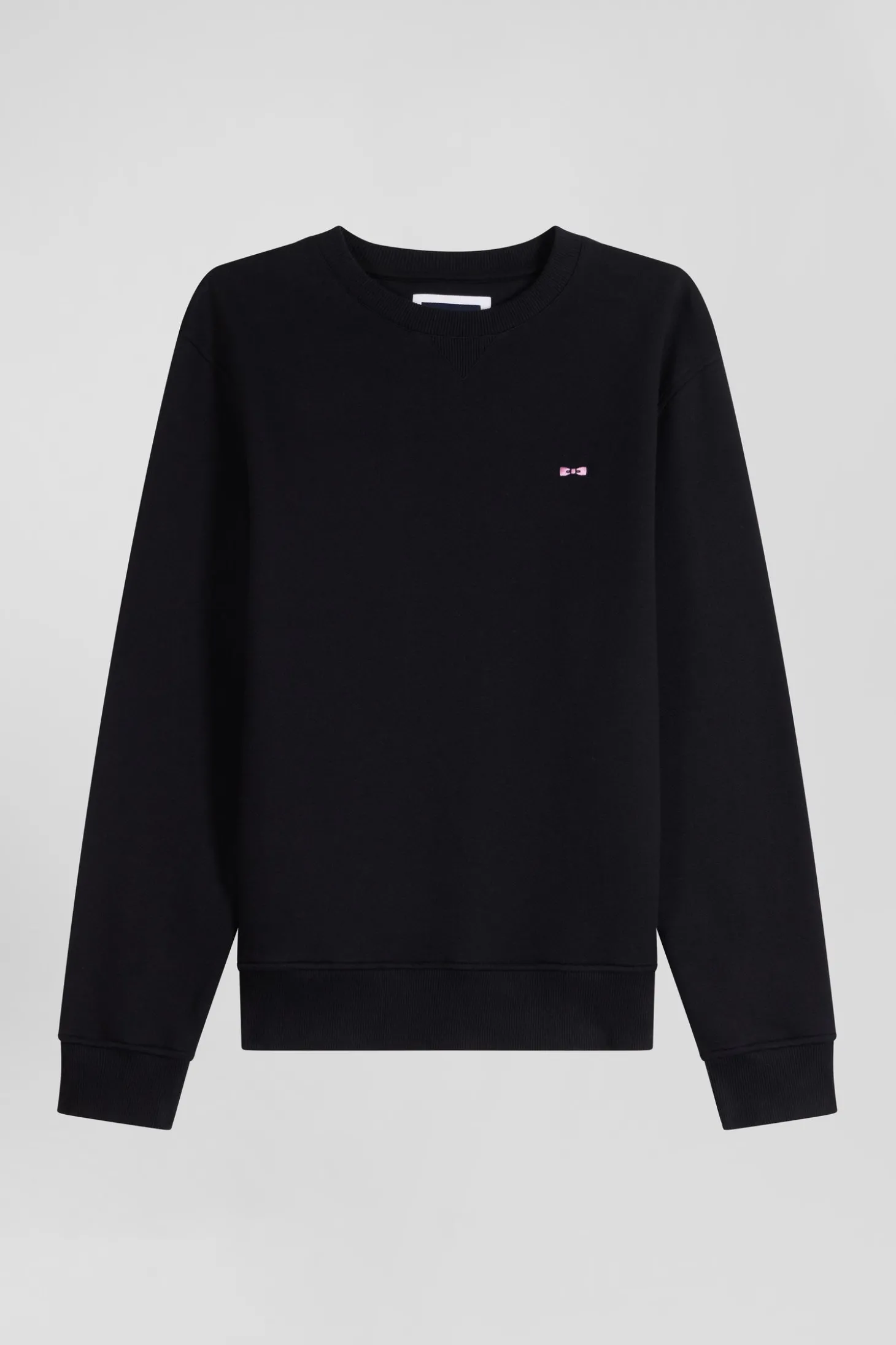 Sweatshirt en molleton coton uni noir coupe Regular