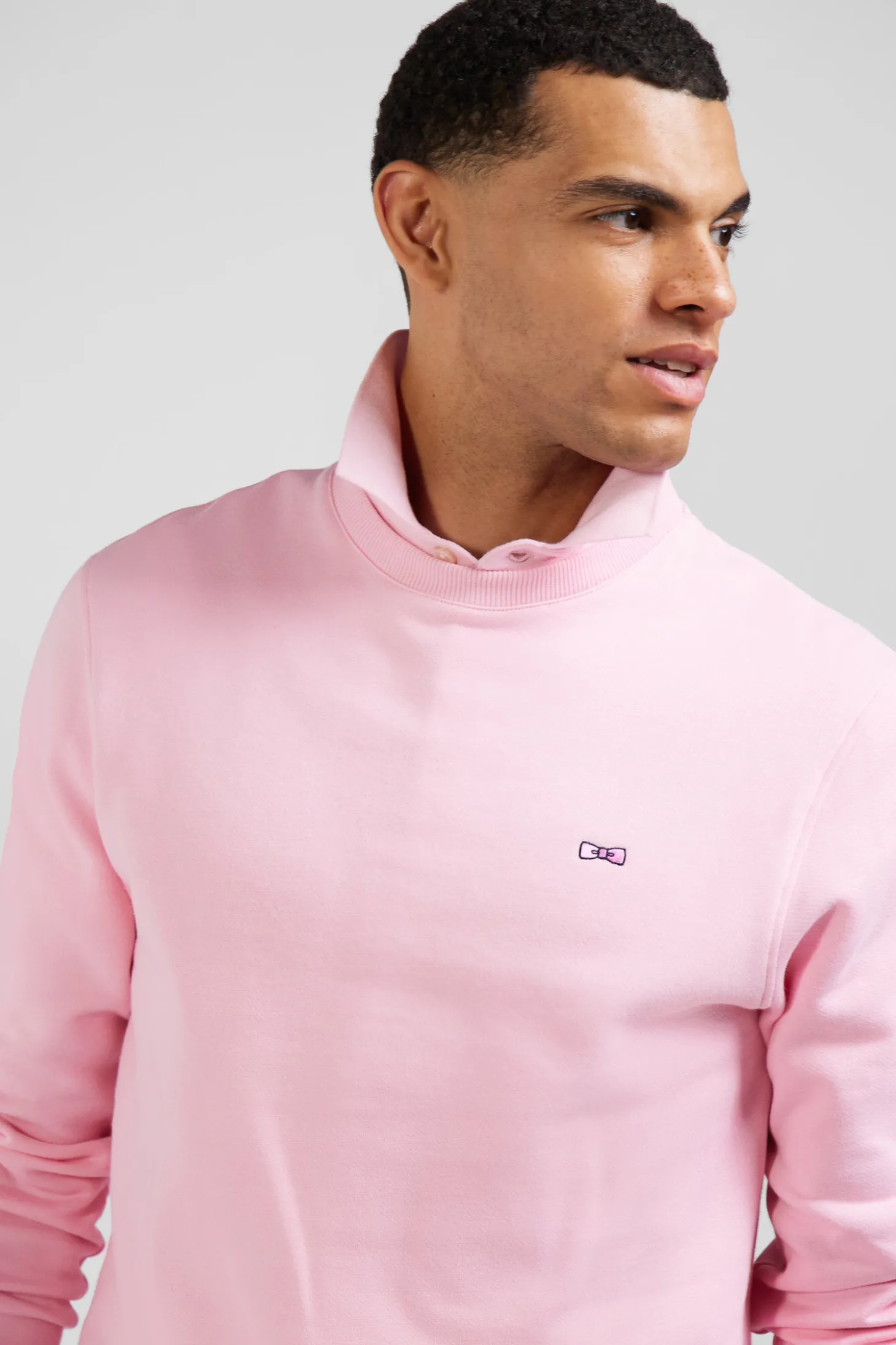 Sweatshirt en molleton coton uni rose coupe Regular